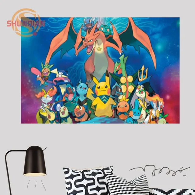 Buy Custom Pokemon Canvas Silk Fabric Poster Custom
