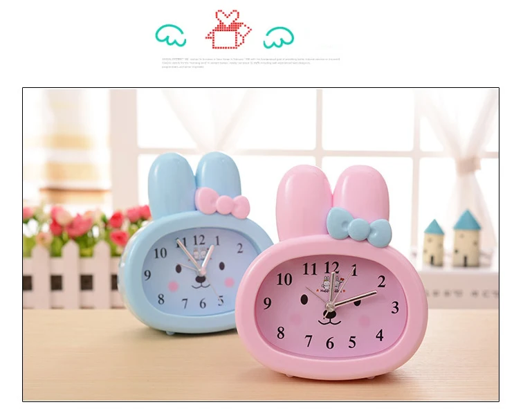 Desktop Rabbit Needle Clock Table Alarm Clock Handicraft Furnishing Articles Cartoon Rabbit Miniature Clock Christmas Craft Gift