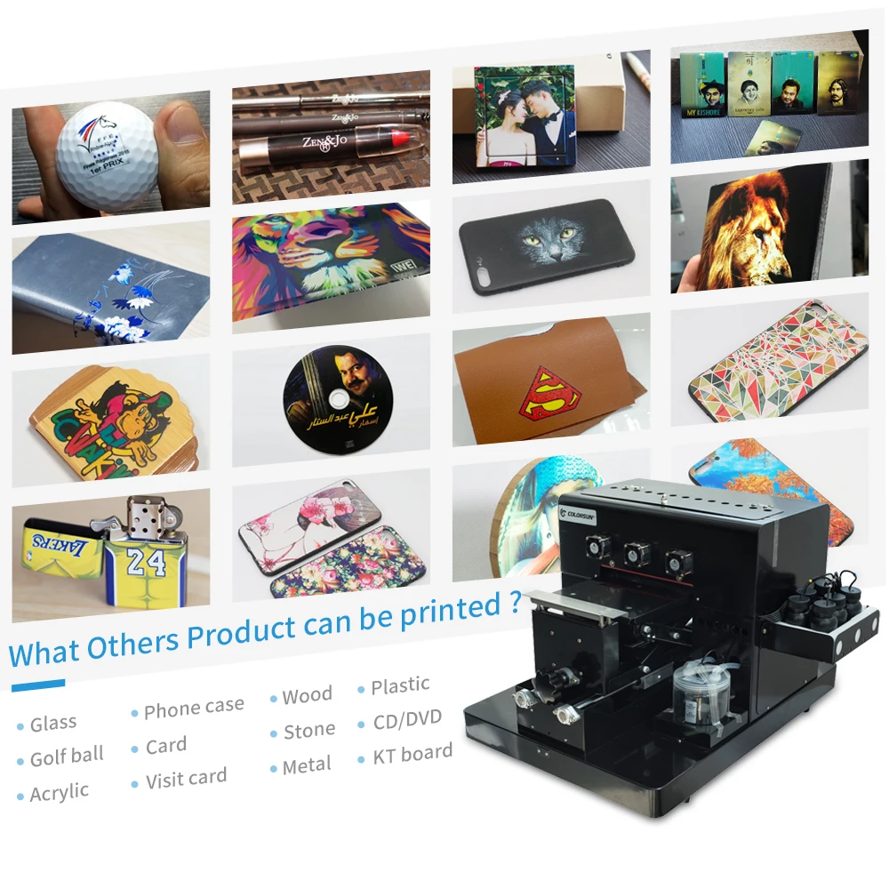 УФ принтер Colorsun A4 планшетный для фотографий металла ПВХ карт кожи фотопринтер с