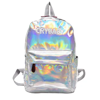 

School Backpack female backpacks for girls teenagers Leather Large Capacity Holographic School Bookbag Drop shipping G0605#10