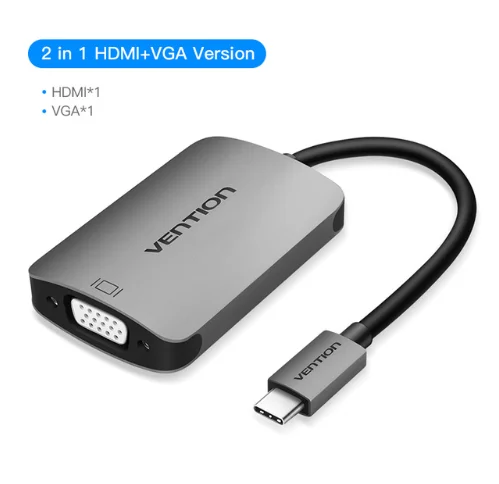 2 in 1 VGA HDMI HUB Vention USB-C концентратора Тип C концентратор USB 3,0 Thunderbolt 3 HDMI 3,5 мм аудио RJ45 адаптер для MacBook Pro samsung Galaxy S9 USB C концентратора - Цвет: 2 in 1 VGA HDMI HUB