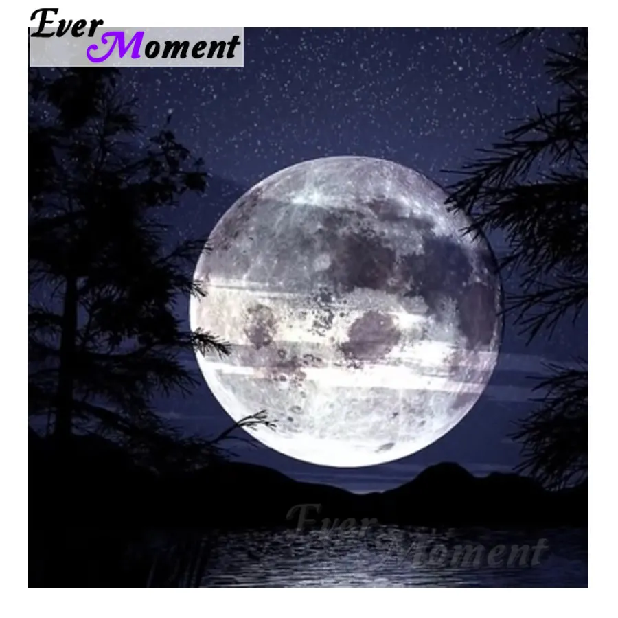 Алмазная живопись Ever Moment, ночной рисунок с Луной, мозаика, полная квадратная дрель 5D, сделай сам, алмазная вышивка, стразы, декор S2F652
