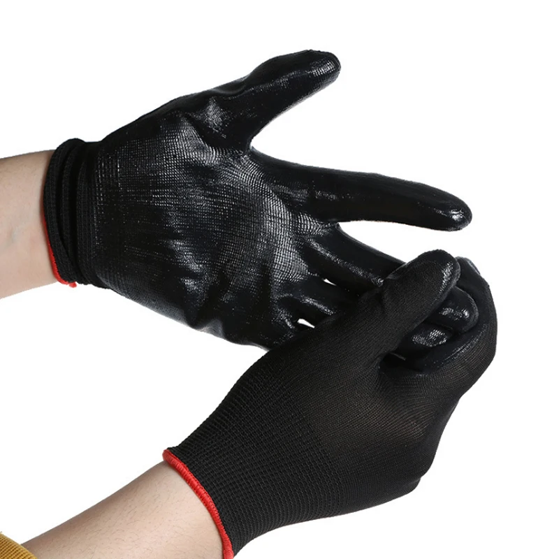 Sale Black Safety Coating Builders Work Gloves Palm