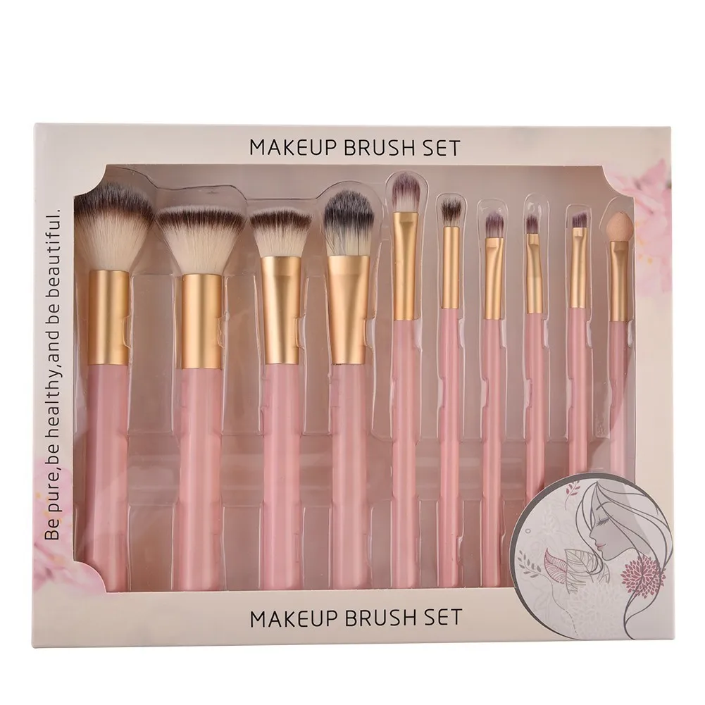 10 шт. Профессиональный Rosegold Макияж Расчёски для волос комплект Красота Косметический Тени для век Блеск Косметическая пудра Уход за кожей лица Кисточки Инструменты Кабуки kwasten Кисточки комплект