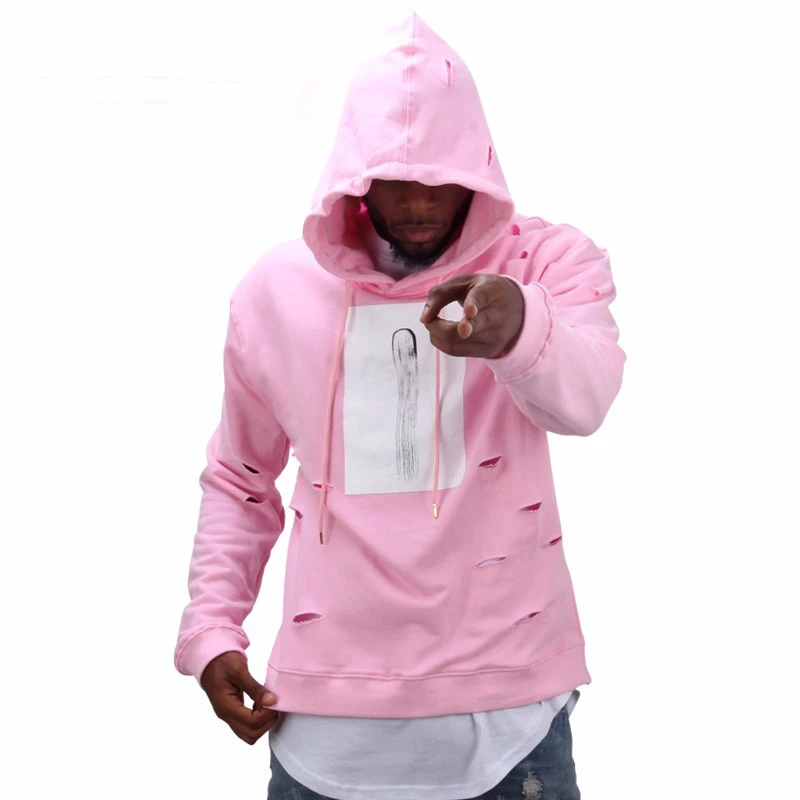 sudadera con capucha rosa hombre