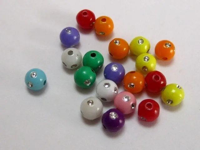500 смешанных Цвет сверкающими silvertone Dots акриловые круглые Бусины 6 мм