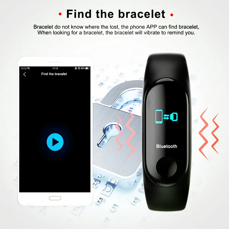 BINSSAW Men Women Sport Smart Bracelet Watch Bluetooth Clock Remote Camera Heart Rate Blood PressureSleep Monitor Pedometer Band