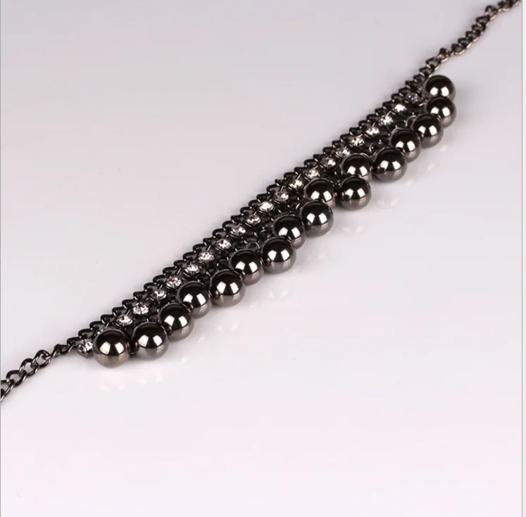 Nueva Llegada De Dos Capas воротник Largo Partido Cristal Negro воротник De Perlas Joyeria De Las Mujeres воротник De La declacion