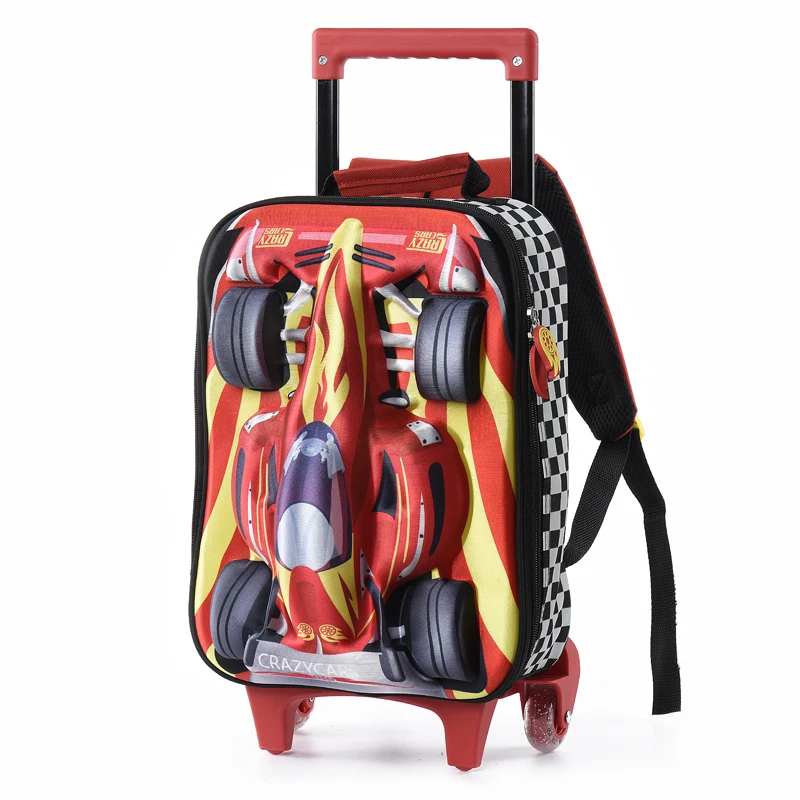 16inch trolley Мультяшный 3D Детский Школьный рюкзак, крутые Золотые сумки с машинками для мальчиков, школьный рюкзак для подростков, студенческий школьный рюкзак - Цвет: 16inch trolley