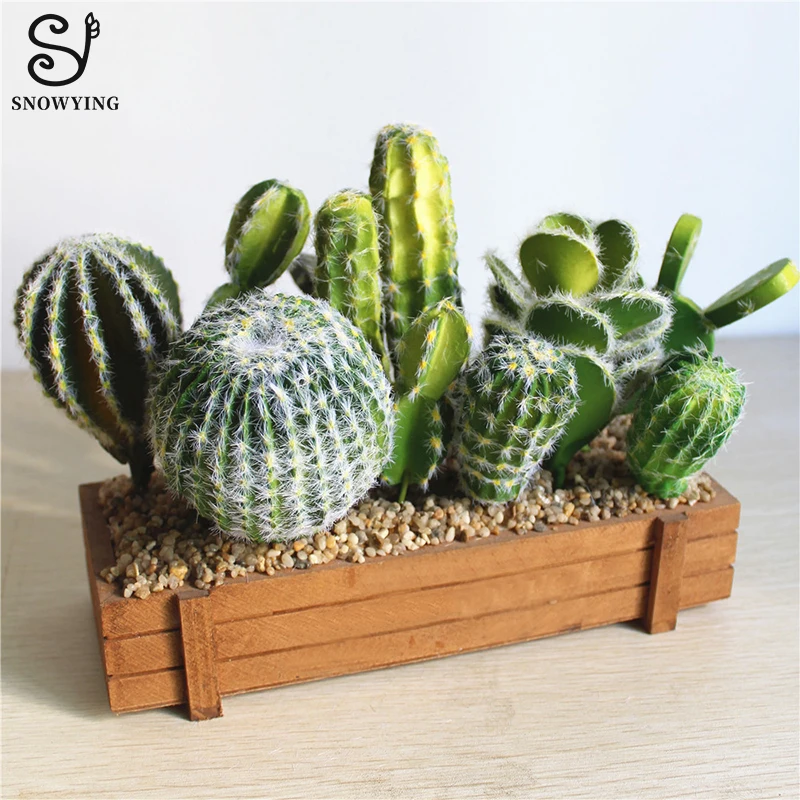 

Tropical Artificial Cactus Plants Office Desktop Home Garden Decoration High Quality Plastic Fake Plants DIY Potted Never Wither
