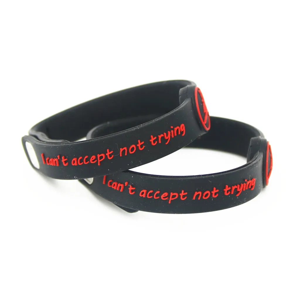 

1PC Men Black Signature Sport Silicone Bracelets I can't accept not trying Basketball Lover Fans Adjustable Wristband SH037