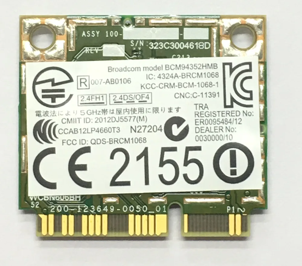 AzureWave Broadcom BCM94352HMB BCM94352 802,11/ac 867 Мбит/с wifi Половина мини PCI-E DW1550 беспроводная карта с Bluetooth
