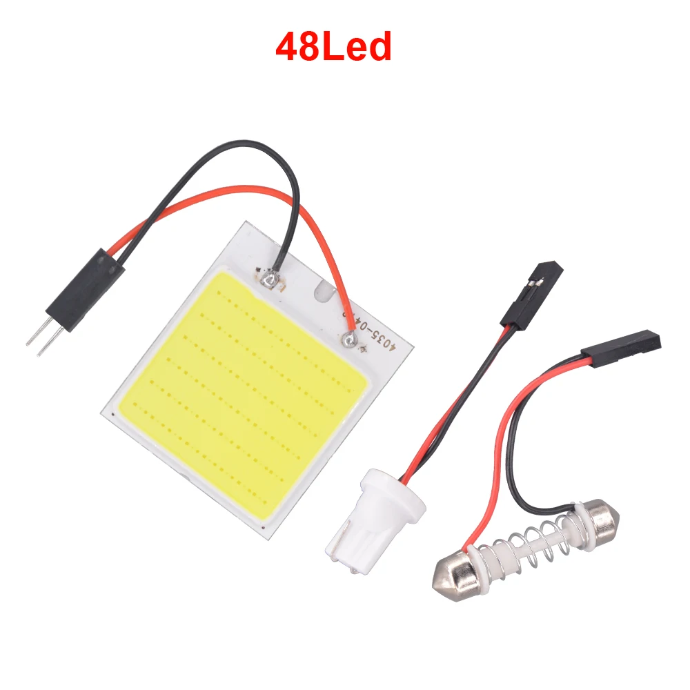 1X белый T10 Cob 24 SMD 36 СИД SMD 48 Авто ВОДИТЬ Автомобиль Панель лампы авто Интерьер Чтение лампа светильник купол с фестонами BA9S AC/DC 12v - Испускаемый цвет: 48Led