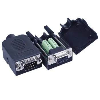 

DB9 serial COM transfer-free solder terminals RS232 connector housing 422 DR9 nine pinhole plate 485 male and female head Black
