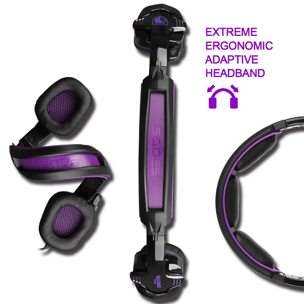 SADES SA-930 Professional PS4 Headset 3.5mm Gaming Headphones with 1 to 2 Cable for Computer & Mobi