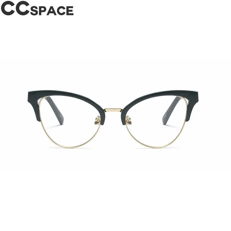 Half Frame Cat Eye Hollow Glasses Frames Women Trending Optical Fashion Computer Glasses 45640 - Цвет оправы: C6 green