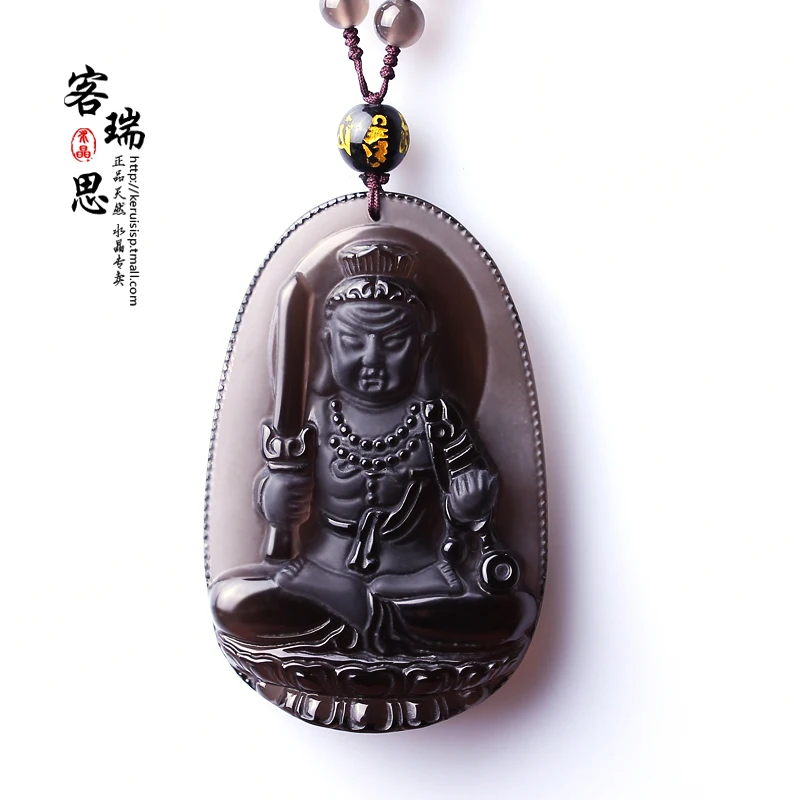 

Shipping with natural ice Obsidian Fudo pendant pendant Rooster does not move Bodhisattva.