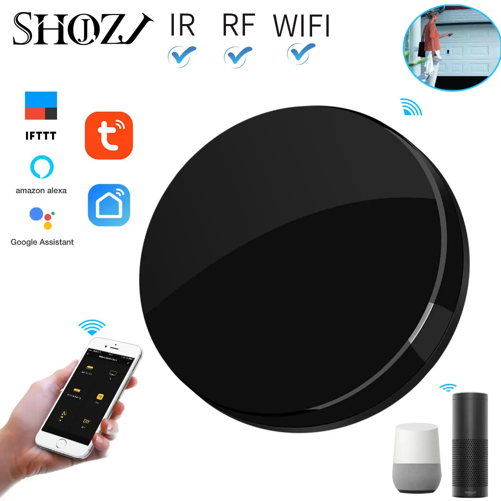 Продажа Google home wifi TUYA voice contro IR RF 433 МГц Универсальный Интеллектуальный пульт дистанционного управления для ТВ бокса вентилятор RF переключатель возду...