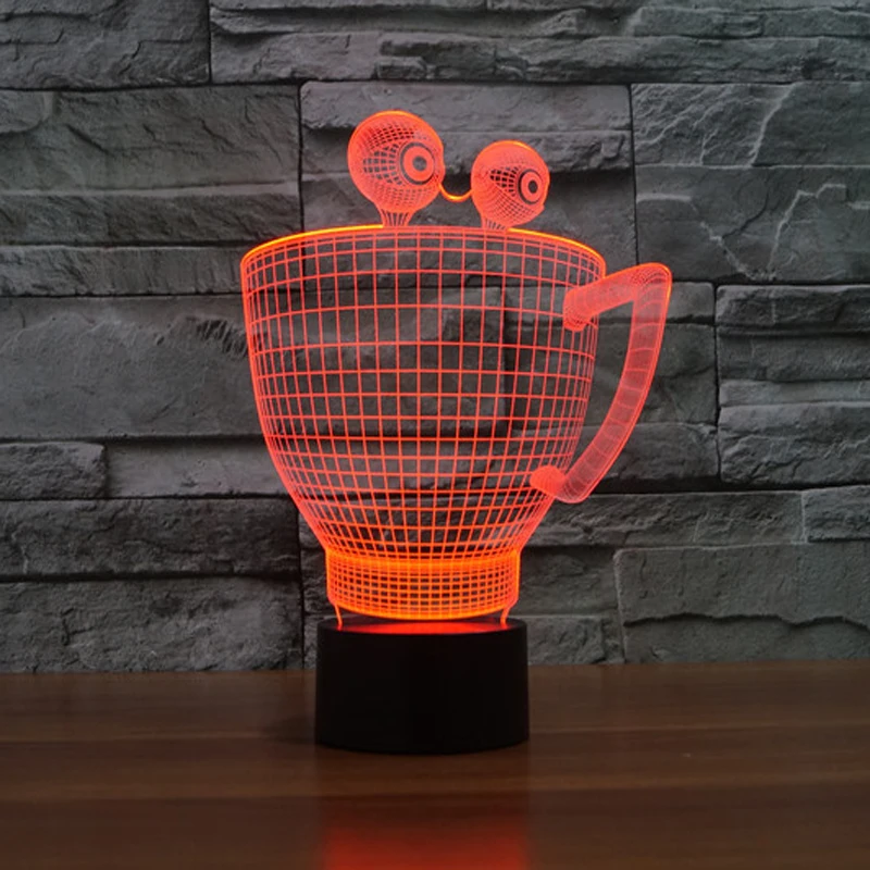 Чашка Краб USB Led Настольная лампа 7 цветов Изменение 3D Ночник Новинка подарки для детей Животное ночник для ребенка