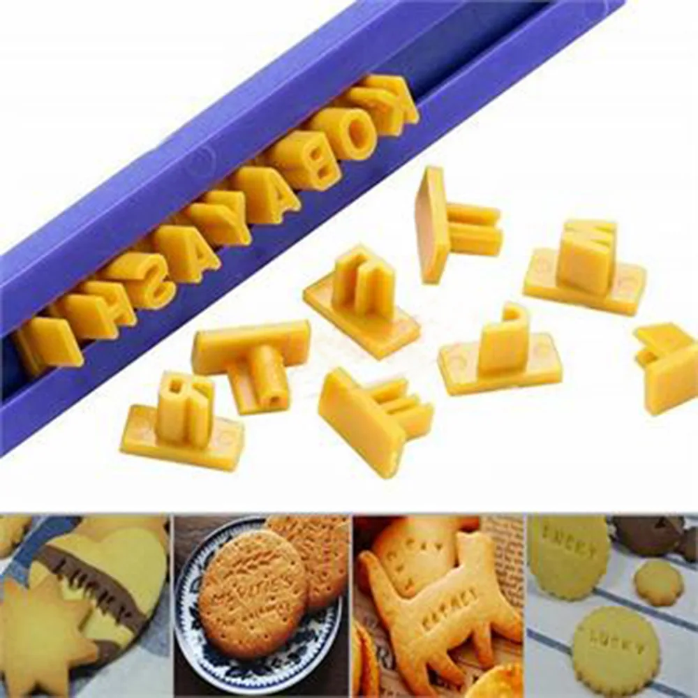 Dropship New Plastic Cake Mould DIY Alphabet Letter Impress Biscuit Cookie Cutter Press Stamp Embosser Fondant Mold TSLM1