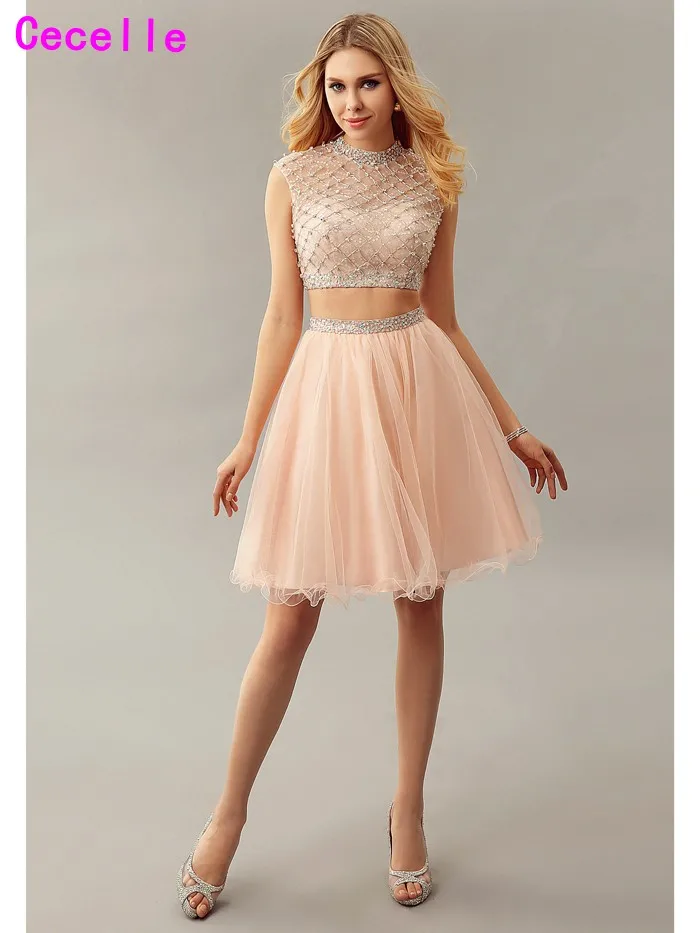 Блестящие коктейльные платья трапециевидной формы из двух частей для подростков