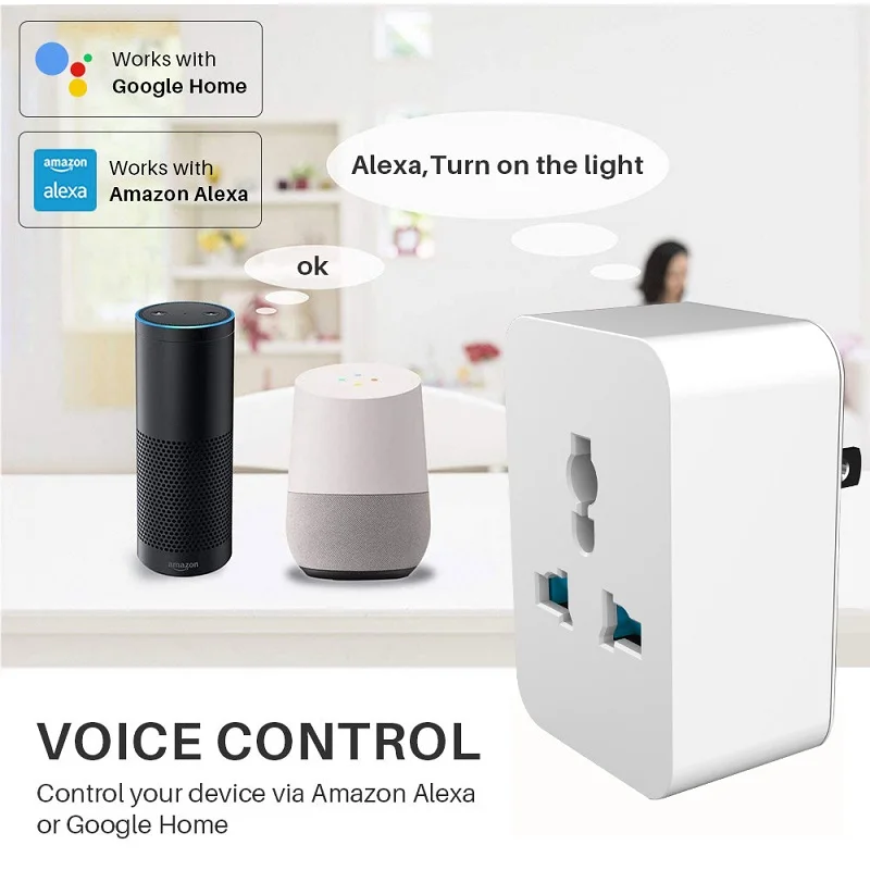 Smart Wifi Socket EU US UK AU Universal Outlet 10A 2Pin US/CN Plug APP Remote Control Timer Voice control Work Smart Socket