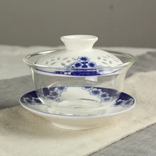 Новое поступление Gaiwan ручной работы Креативные стеклянные кружки Китайский кунг-фу чайный набор с чашками с керамическая крышка