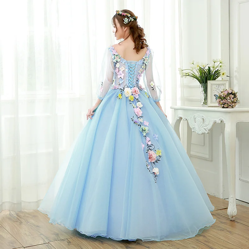 Длинный бальный светильник Emily бальное платье синего цвета Quinceanera платья