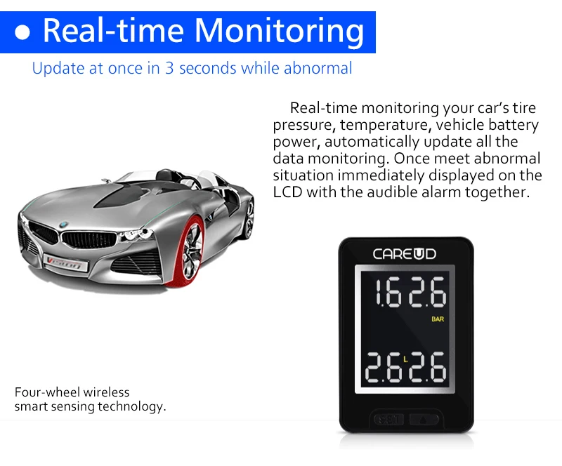 Горячая автомобиля TPMS система контроля давления в шинах для Toyota авто беспроводная система контроля давления в шинах 4 датчика s ЖК-дисплей Встроенный монитор внутренний датчик