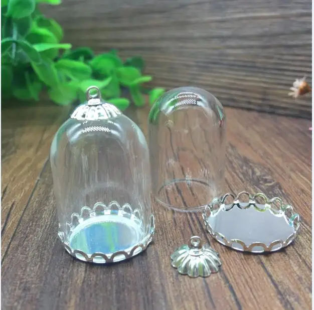10mm cap set 100 компл./лот 30*20 мм трубчатый стеклянный глобус Серебряная кружевная основа Набор колпачков очаровательные Стеклянные Флаконы подвеска в форме стеклянной бутылки ожерелье аксессуары - Окраска металла: 10mm cap set