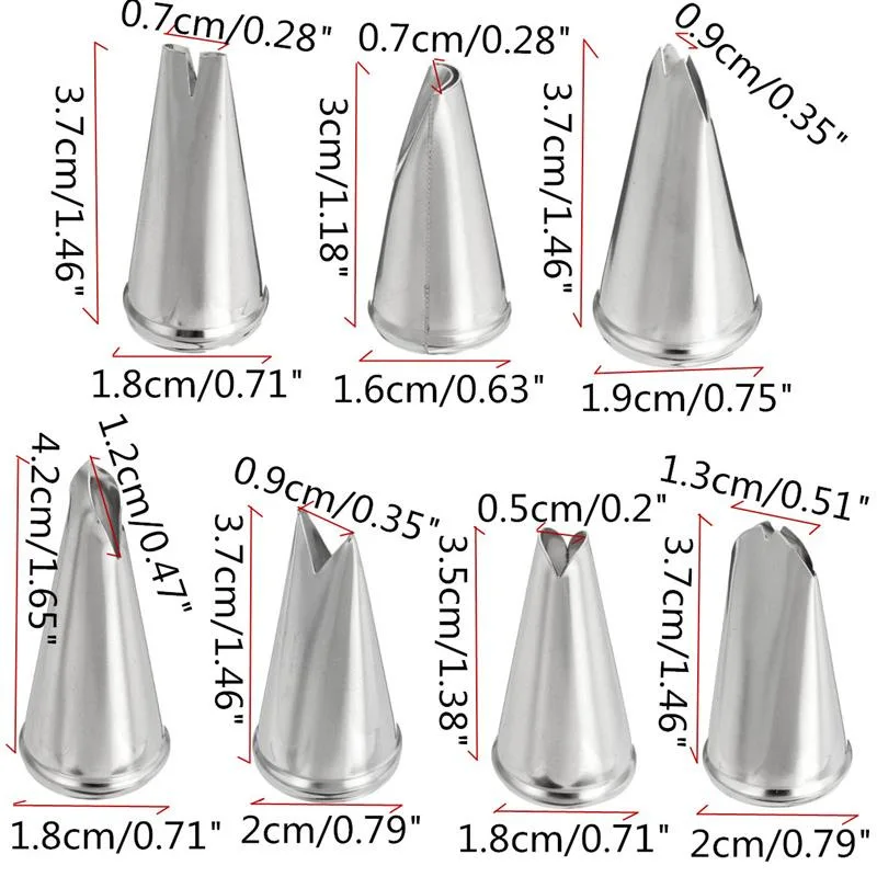 Unibird 7Pcs/Set Leaves Nozzles for Cream Tips Stainless Steel Icing Piping Nozzles DIY Birthday Pastry Cake Decoration Tool