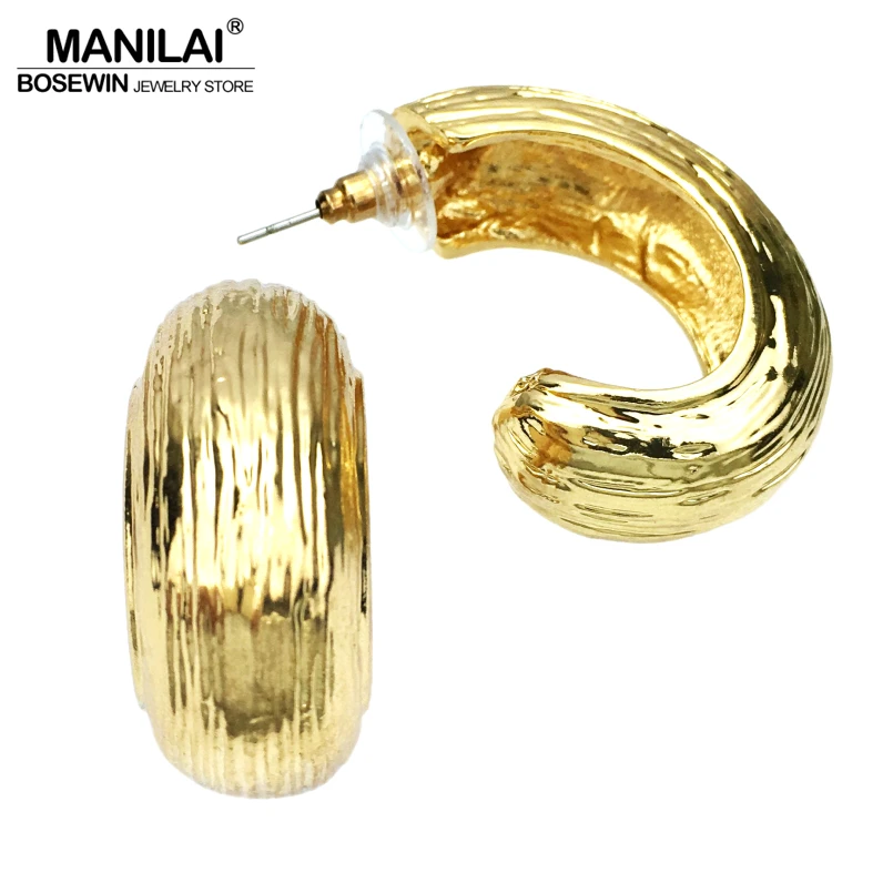 Женские серьги пусеты MANILAI круглые геометрические из сплава золотого и