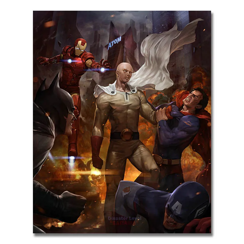 Один punch Man VS Лига Справедливости Книги по искусству шелка или Холст плакат 13x20x30 японского аниме фотографии для Декор в гостиную-6