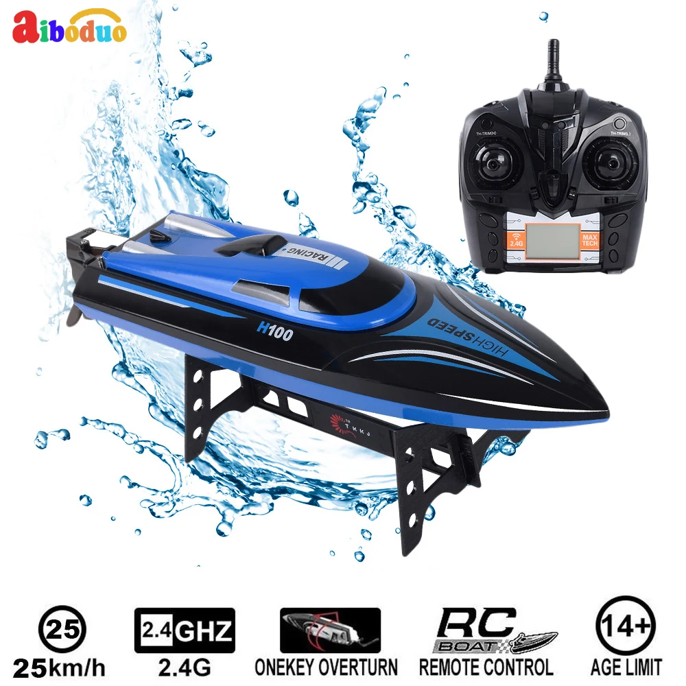 

High Speed RC Boat with LCD Transmitter H100 2.4GHz 4 Channel 30km/h Racing Remote Control Toys Kids Gifts