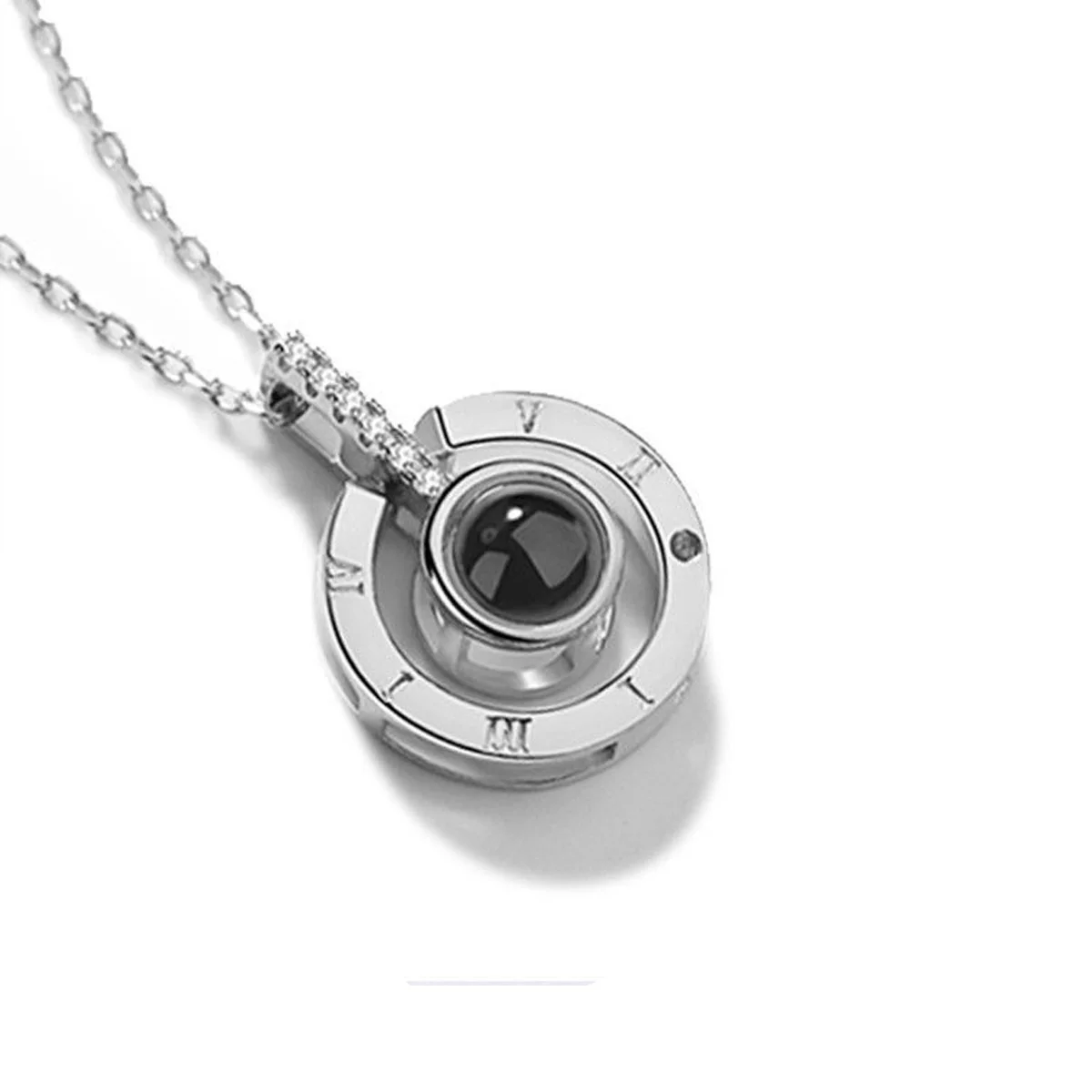 Round Silver Подарок на День святого Валентина для подруги, круглая форма сердца, 100 язык, Проецирование I Love You, ожерелье, любовь, память, свадьба - Цвет: Round Silver
