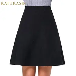 Kate kasin Лето 2017 г. пачка короткая юбка Для женщин пикантные черные сапоги приталенное Юбки для женщин Плиссированные школы Юбка для девочек