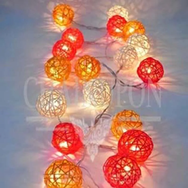 5 м 20 ротанговых шаров светодиодный гирлянды рождественские гирлянды огни AC штекер наружные праздничные гирлянды сказочные огни Guirlande gerlyanda