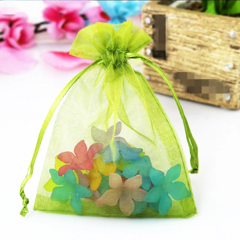 10 шт., 7x9 см, 9x12 см, 10x15 см, 13x18 см, подарочные сумки из органзы для свадьбы, Рождества, упаковки ювелирных изделий, сумки и сумки, товары для дня рождения - Цвет: D19 Olive Green