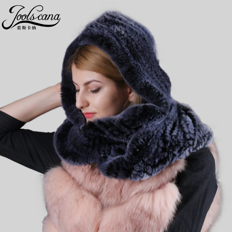 Joolscana, натуральный мех, шапка и шарф, зимние шапки для женщин, шарф, натуральный мех кролика, широкий шарф и шапка, два в одном,, бренд