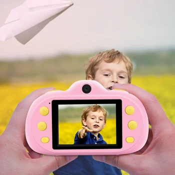 

12MP Mini Kids Camera 1080P HD Kid Camera Mini Digital Camera 2.4 Inch LCD Screen Dual Lenses w/ Photo Video MP3 Game Pink/Green