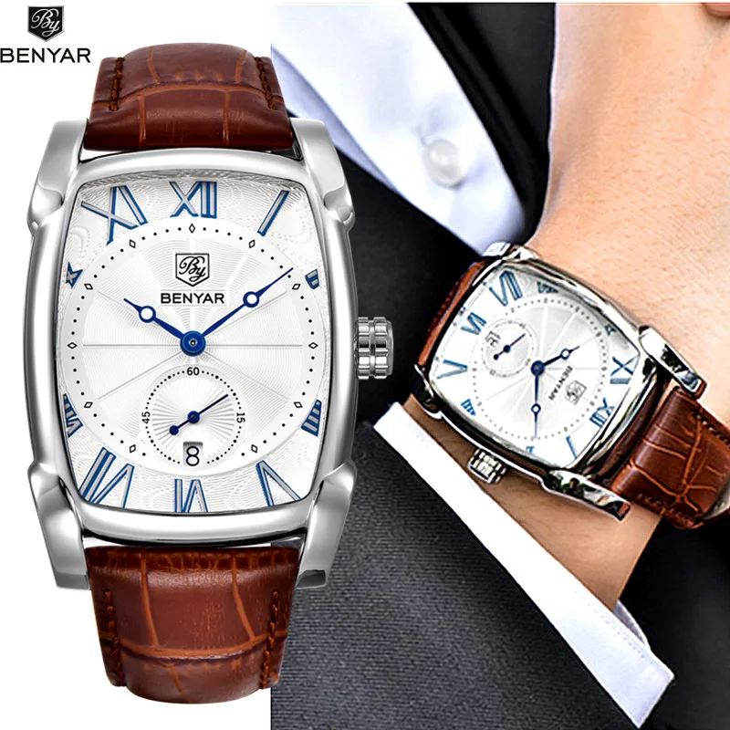 

BENYAR Quartz Mens Watches 2019 Luxury Brand Brand Men Military Leather Men Sports Watch Hour Date Waterproof Relogio Masculino