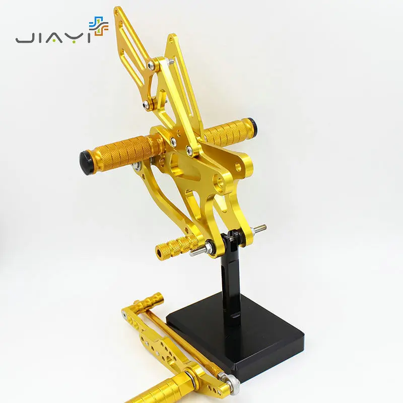 С ЧПУ заготовки мото Регулируемая Rearset подножки педали отдых сзади Комплект Гонки Для Yamaha 1000 YZF R1 2009- 10 12 13 золото