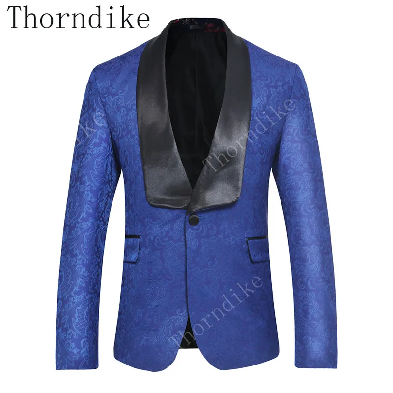 Thorndike синий цветочный жаккард Новая мужская мода бутик плед свадебное платье костюм цельный мужские деловые повседневные Костюмы