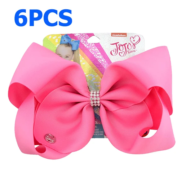 " Jumbo JOJO твердые девушки Луки для волос Стразы Grosgrain ленты Hairbows бутик клип головной убор бант Детские аксессуары для волос - Цвет: 13