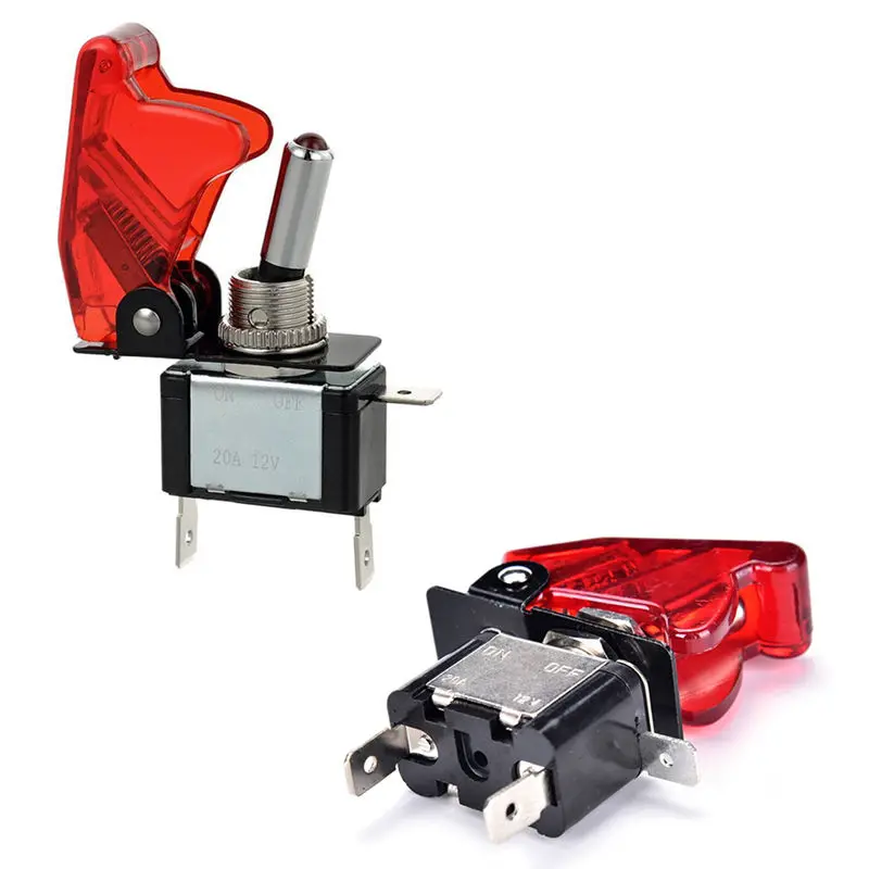 Kill Switch carbon con tapa basculante para coche 12v interruptor blancos LED 20a nos