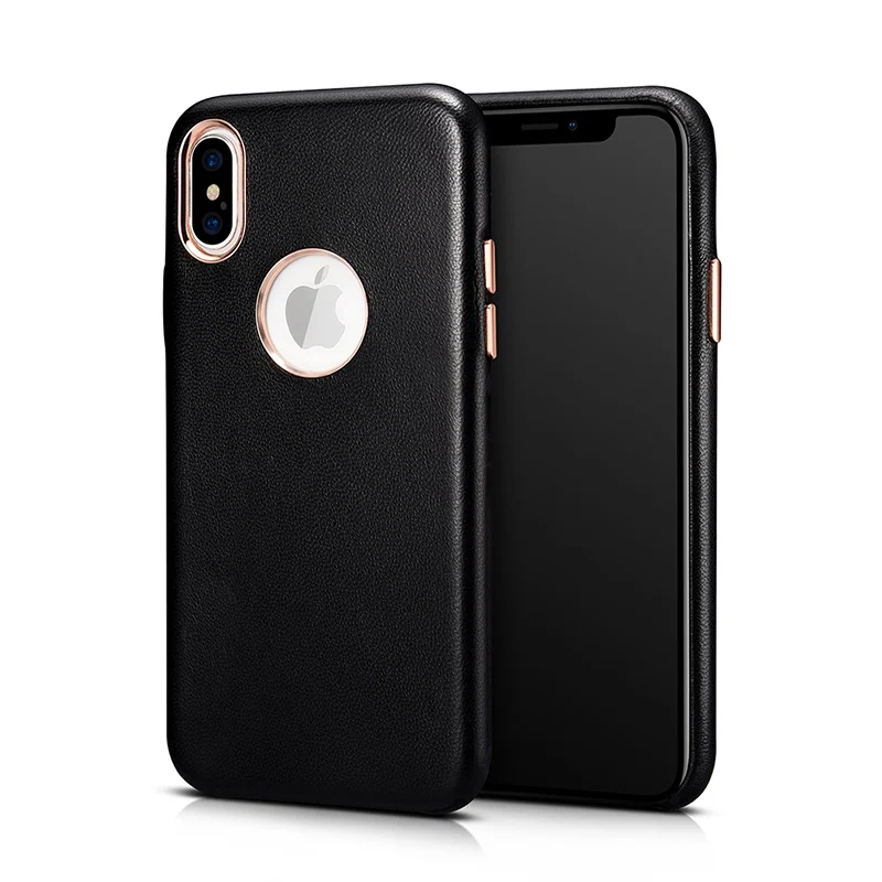 Черный Для iPhone Xs Max чехол из натуральной кожи Роскошные Обложка для Apple iPhone XS Max задняя чехол Чехол Para для iPhone X кожаный чехол - Цвет: Черный