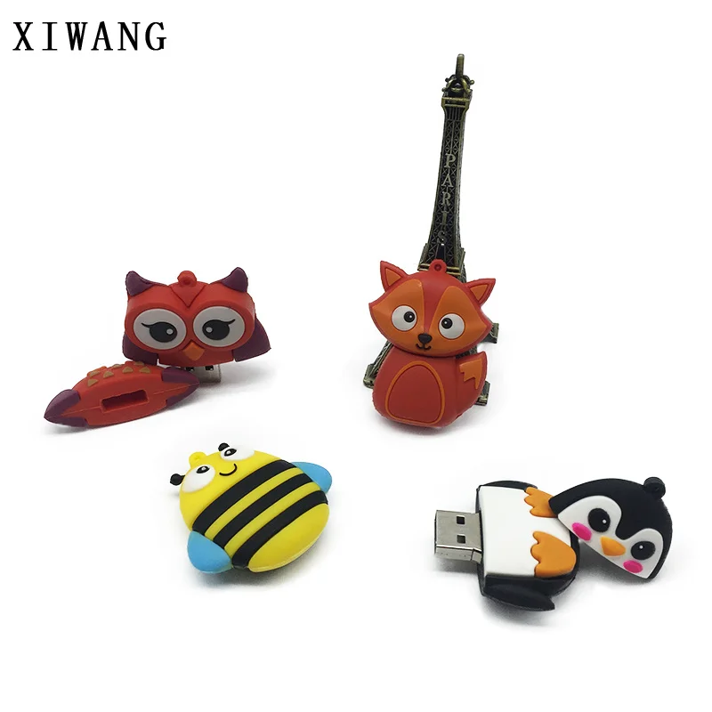 Usb флеш-накопитель, мини-накопитель, 128 ГБ, силикон, лиса/сова/пчела, флешка, 32 ГБ, 64 ГБ, 128 ГБ, Пингвин с животными, usb, карта памяти