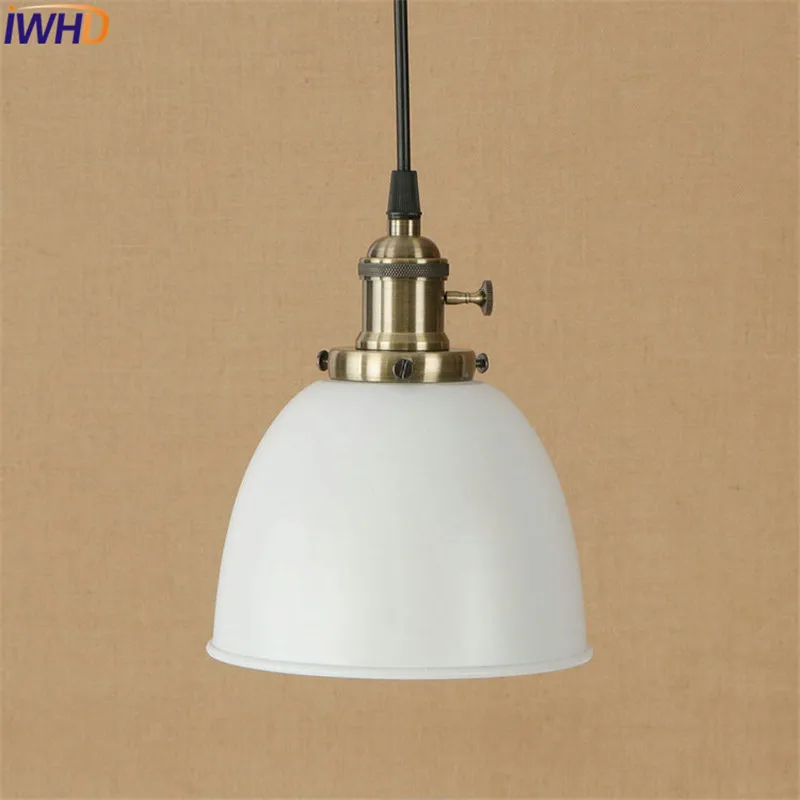 Iwhd Лофт Стиль Цвет железа Droplight промышленных Винтаж Освещение led подвесные светильники Обеденная переключатель подвесной светильник