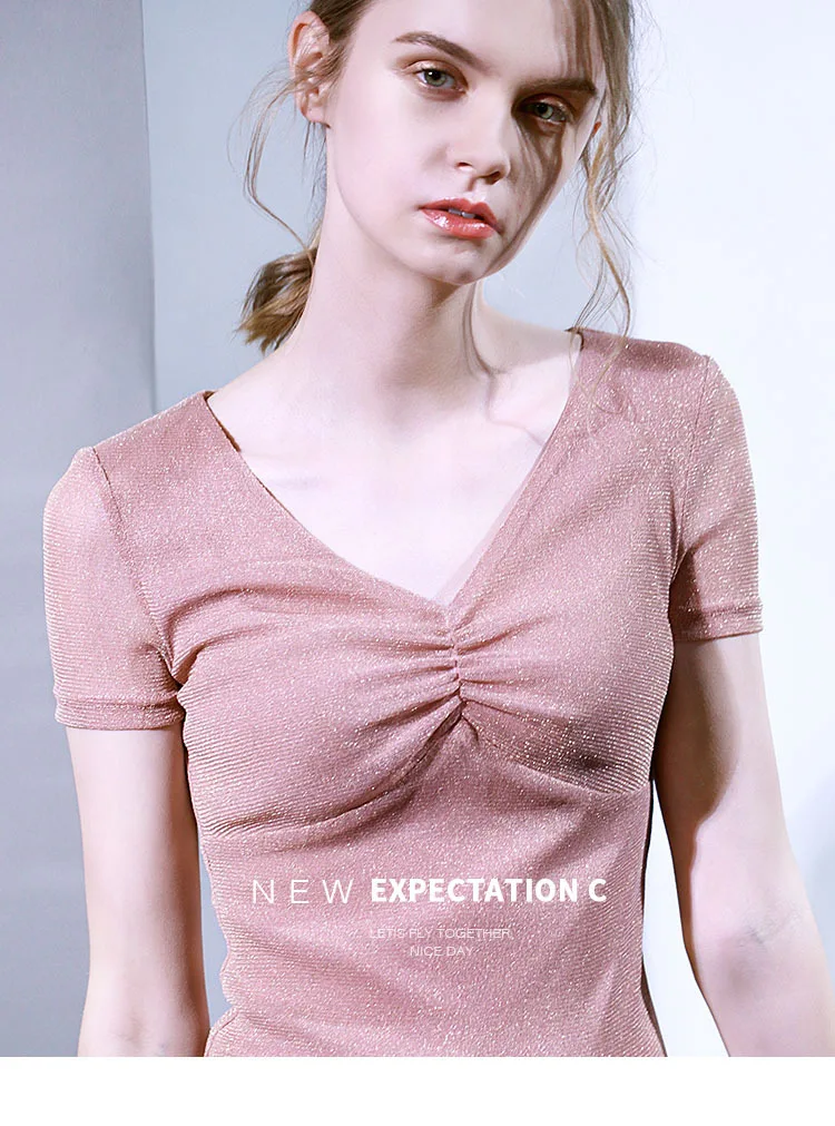 Moda Jihan Женская sShirts с коротким рукавом сетки дна рубашки Блеск Бабочка Женские топы тройники Slim глубоким v-образным вырезом пикантные плюс размер