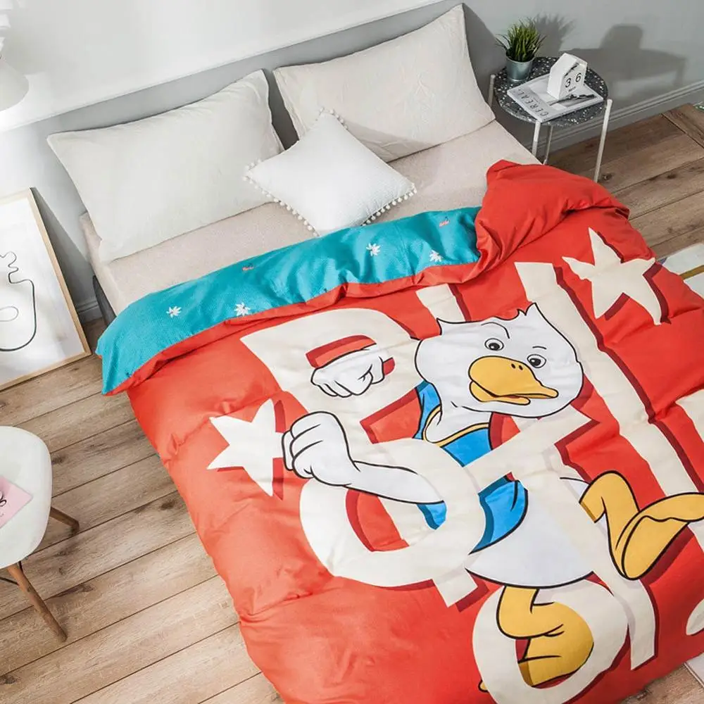 2019 г. милый красный и желтый пододеяльник с изображением утки постельное белье из